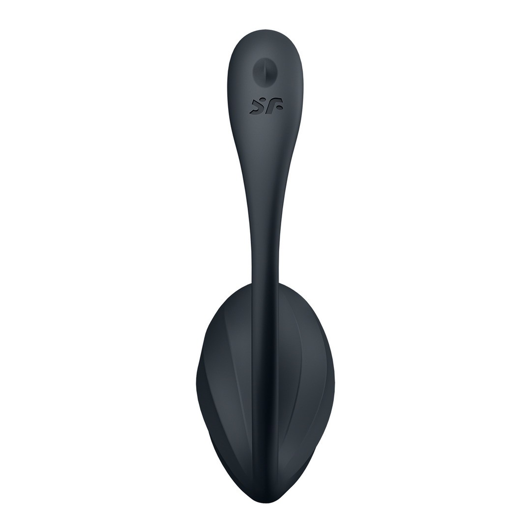 SATISFYER RIBBED PETAL CONNECT APP WEARABLE COUPLE VIBRATOR BLACK