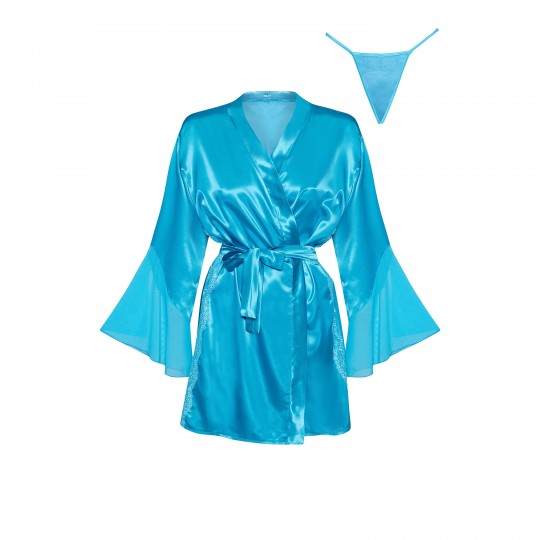 BEAUTY NIGHT FASHION MARLENE PEIGNOIR AND THONG TURQUOISE