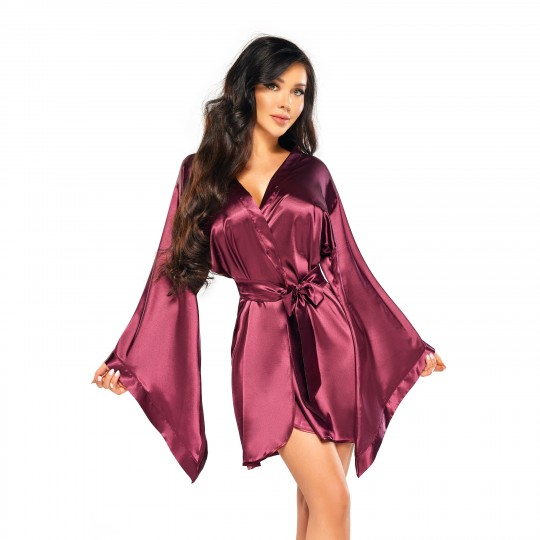 BEAUTY NIGHT FASHION SAMIRA PEIGNOIR AND THONG BURGUNDY