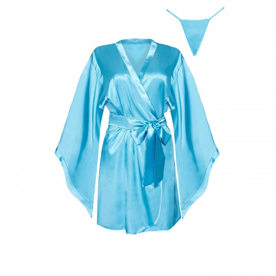 PEIGNOIR ET STRING SAMIRA TURQUOISE BEAUTY NIGHT FASHION