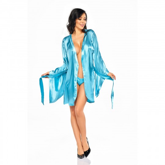 BEAUTY NIGHT FASHION SAMIRA PEIGNOIR AND THONG TURQUOISE