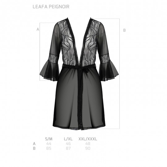 PEIGNOIR ET STRING LEAFA NOIR ECO COLLECTION PASSION