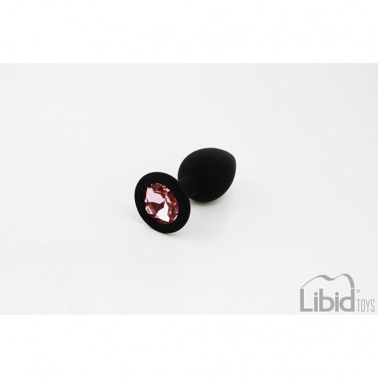 PLUG ANAL DE SILICONE PEQUENO COM JOIA PRETO CANDY LUST