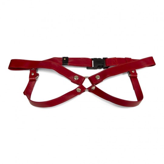 HARNAIS ARTESANALE EN CUIR ROUGE 3 CM/ M LULÚ LAFEM