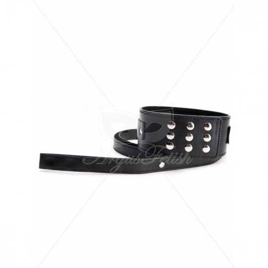 ARGUS FETISH BLACK COLLAR WITH LEASH