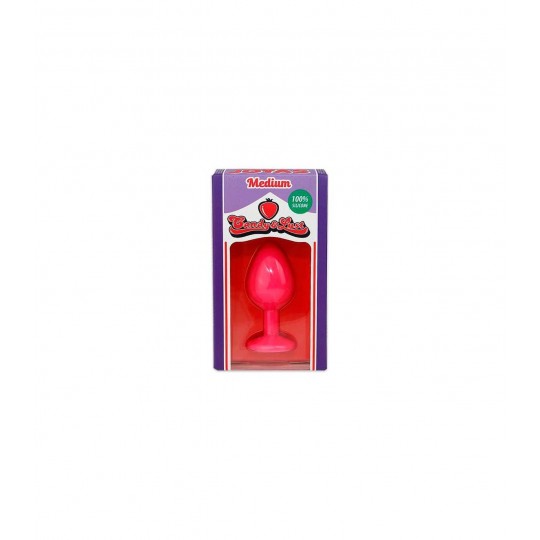 PLUG ANAL EN SILICONE AVEC BIJOU ROSE CANDY LUST