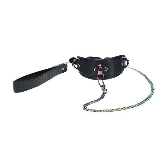 VENICE COLLECTION - COLLAR WITH LEASH - BLACK