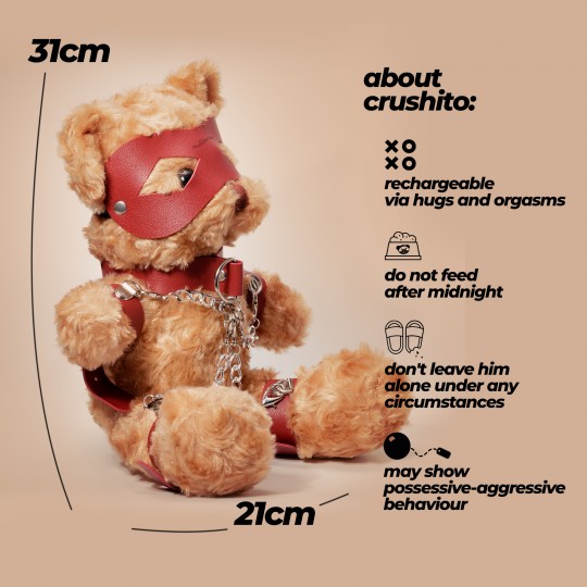 URSO DE PELÚCIA BONDAGE CRUSHITO VERMELHO 31CM CRUSHIOUS