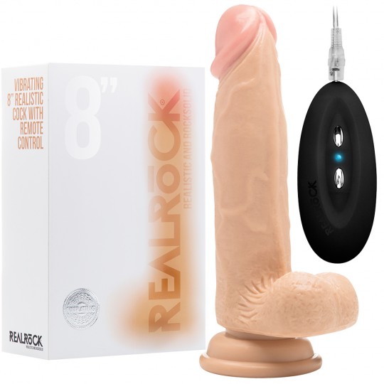 DILDO REALISTICO CON TESTICOLI REALROCK 8 &quot; BIANCO