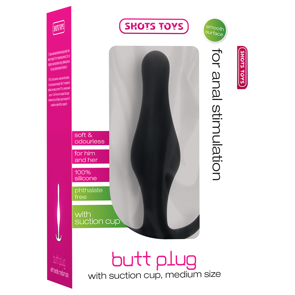 PLUG ANAL BUTT PLUG COM PEGA  PRETO MÉDIO