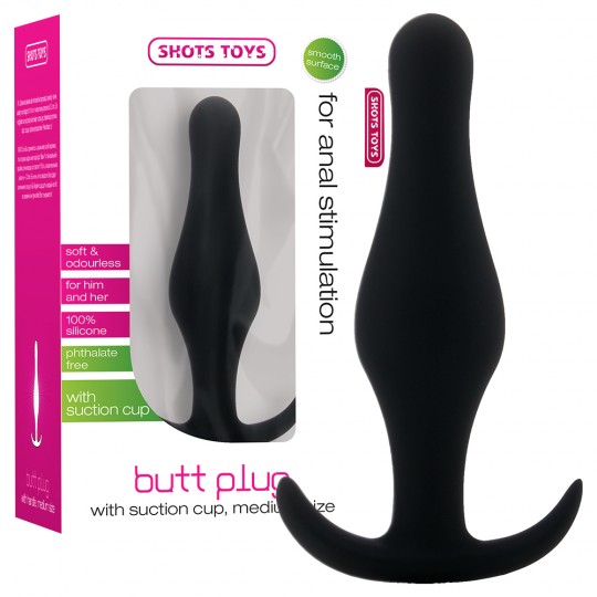 PLUG ANAL BUTT PLUG COM PEGA  PRETO MÉDIO