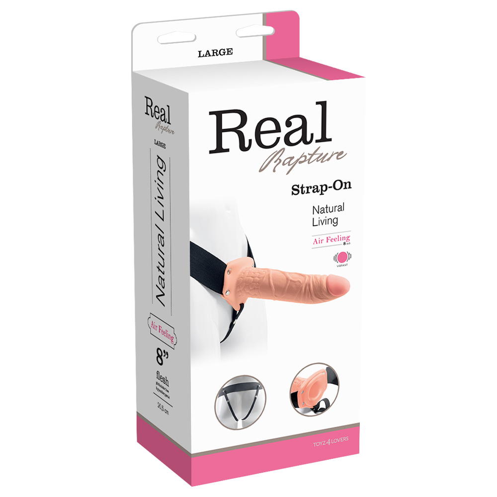 STRAP-ON OCO COM  VIBRAÇÃO REAL RAPTURE AIR FEELING 8&quot; BRANCO