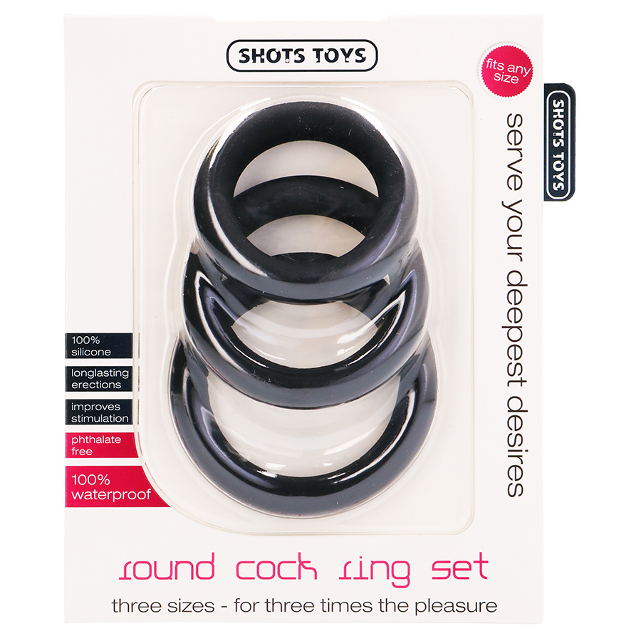 ANELLI DEL PENE SET ROTONDO COCK RINGS SET NERO