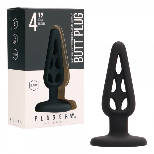 PLUG ANAL EN SILICONA PLUG &amp; PLAY 4” NEGRO