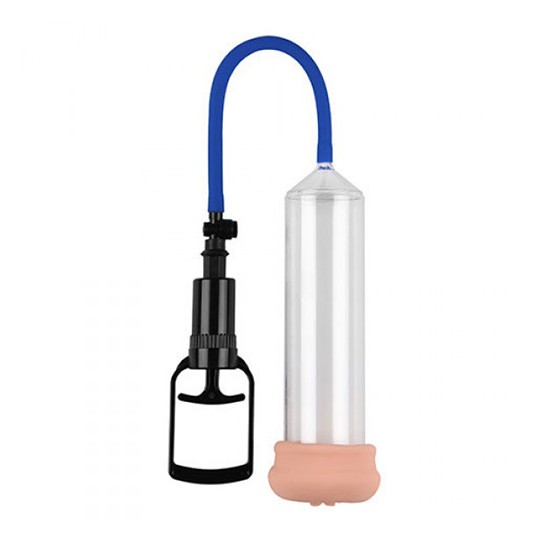 PUSH TOUCH SENSE PENIS PUMP WITH STROKER CLEAR