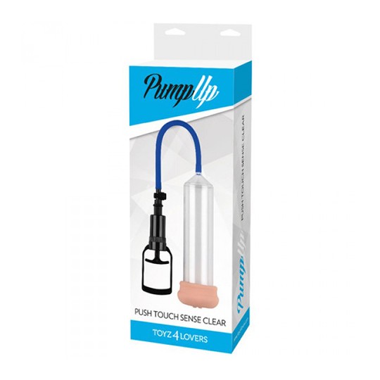 PUSH TOUCH SENSE PENIS PUMP WITH STROKER CLEAR