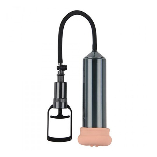 PUSH TOUCH SENSE PENIS PUMP WITH STROKER BLACK