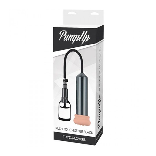 PUSH TOUCH SENSE PENIS PUMP WITH STROKER BLACK