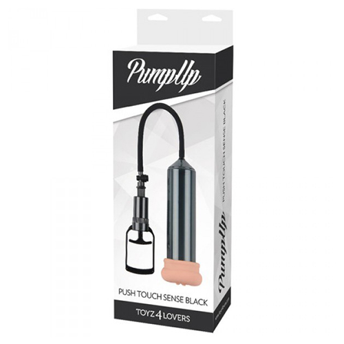 PUSH TOUCH SENSE PENIS PUMP WITH STROKER BLACK