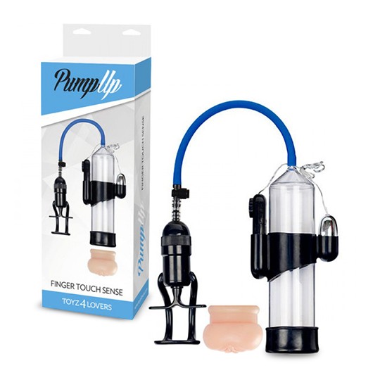 FINGER TOUCH SENSE VIBRATING PENIS PUMP WITH STROKER CLEAR