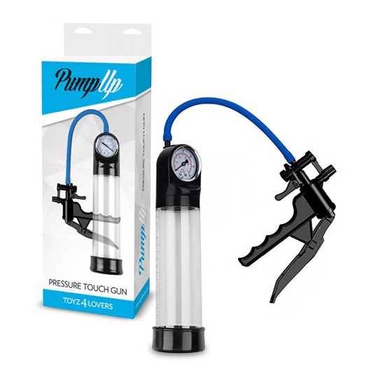 PRESSURE TOUCH GUN PENIS PUMP WITH GAUGE CLEAR