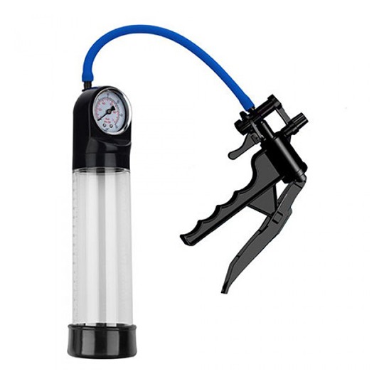 PRESSURE TOUCH GUN PENIS PUMP WITH GAUGE CLEAR