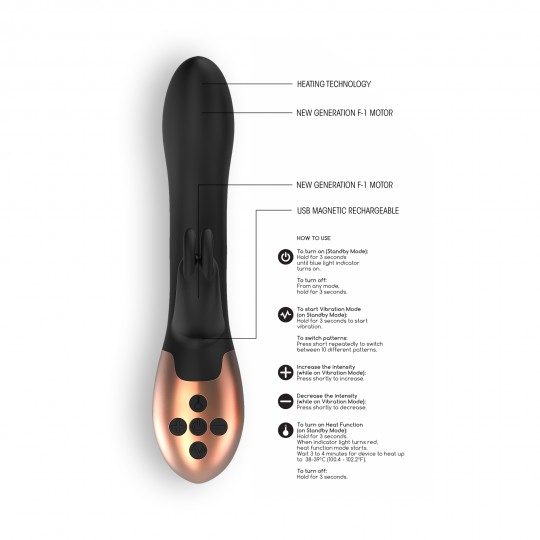 VIBRADOR CON CALENTAMIENTO RECARGABLE OPULENT ELEGANCE NEGRO