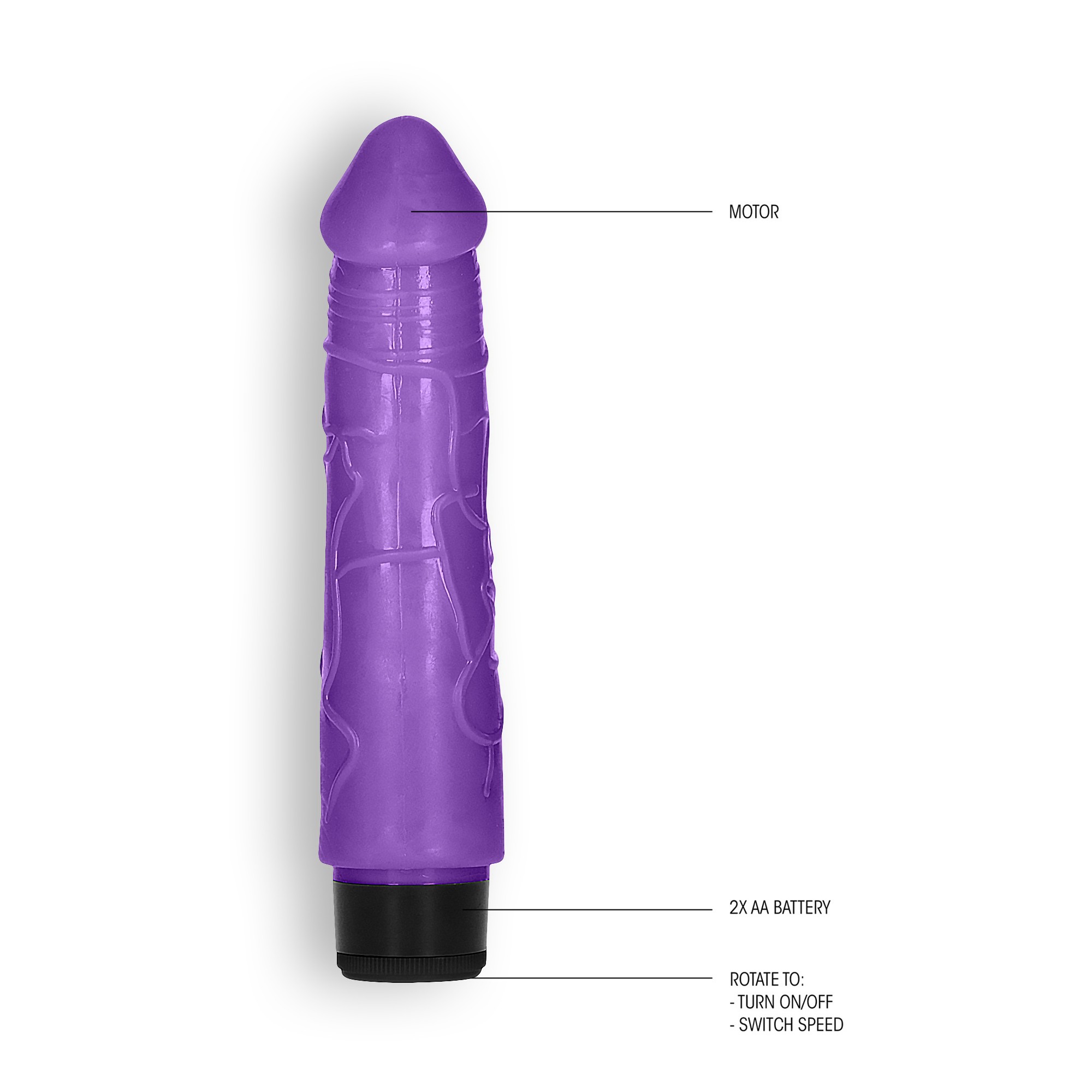 GC 8&quot; THICK REALISTIC DILDO VIBE PURPLE