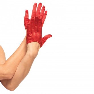 MINI CROPPED RED SATIN GLOVES