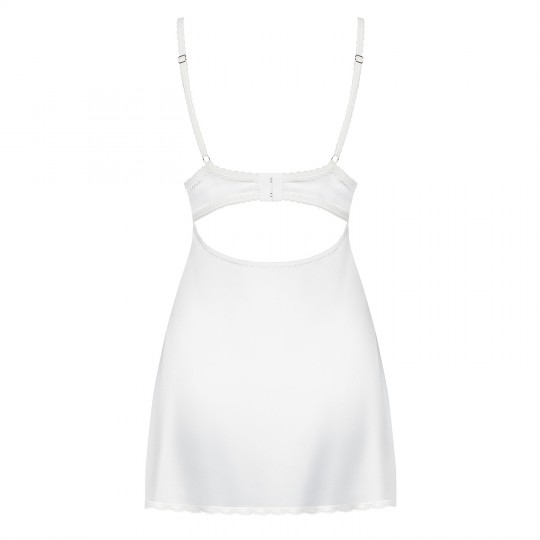 OBSESSIVE 871-CHE CHEMISE AND THONG WHITE