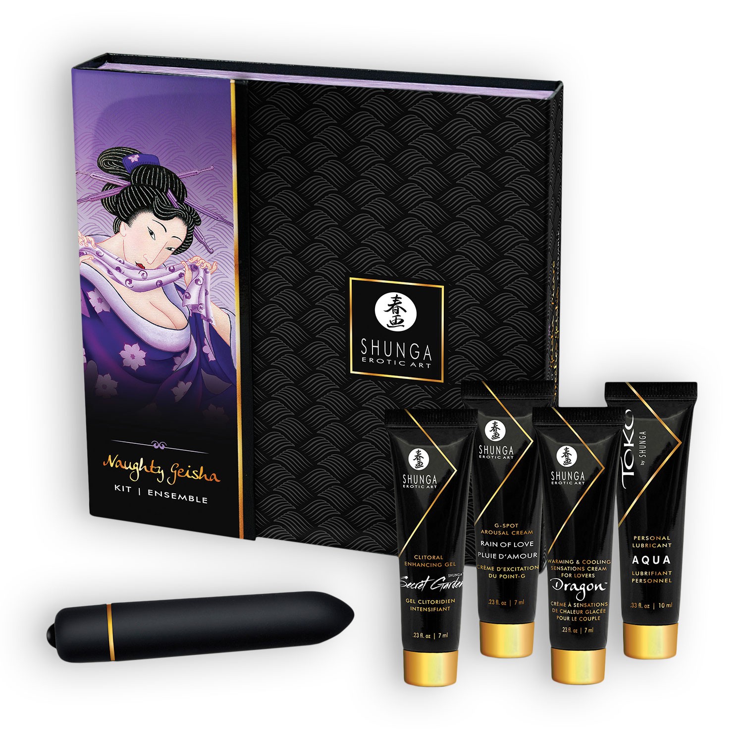 CONJUNTO SHUNGA SEGREDOS DE GEISHA MORANGO E CHAMPANHE