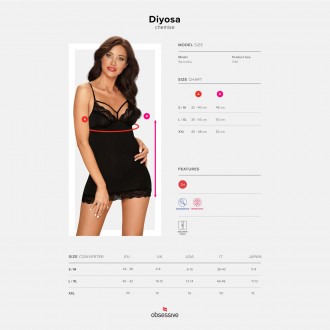 OBSESSIVE DIYOSA CHEMISE AND THONG BLACK