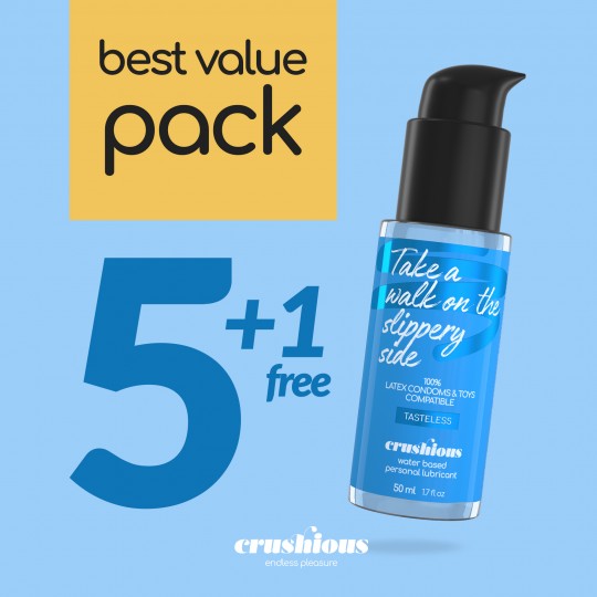 PACK DE 5 LUBRICANTES A BASE DE AGUA 50 ML CRUSHIOUS + 1 GRATIS