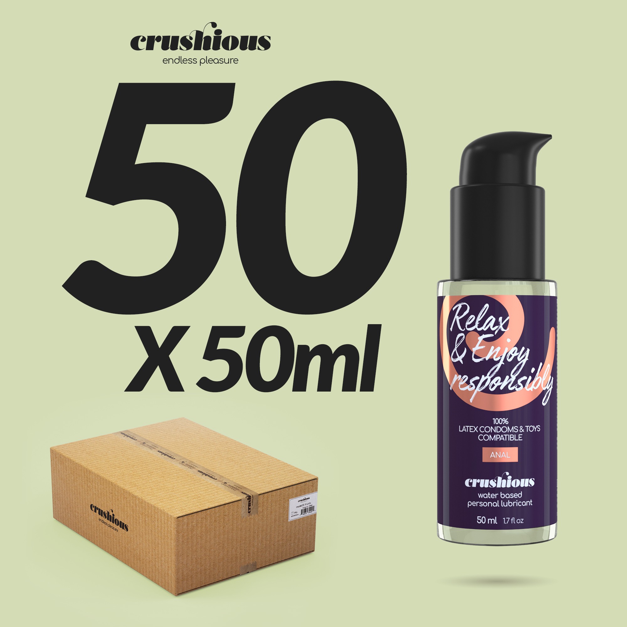 PACK DE 50 LUBRICANTES PARA USO ANAL 50 ML CRUSHIOUS