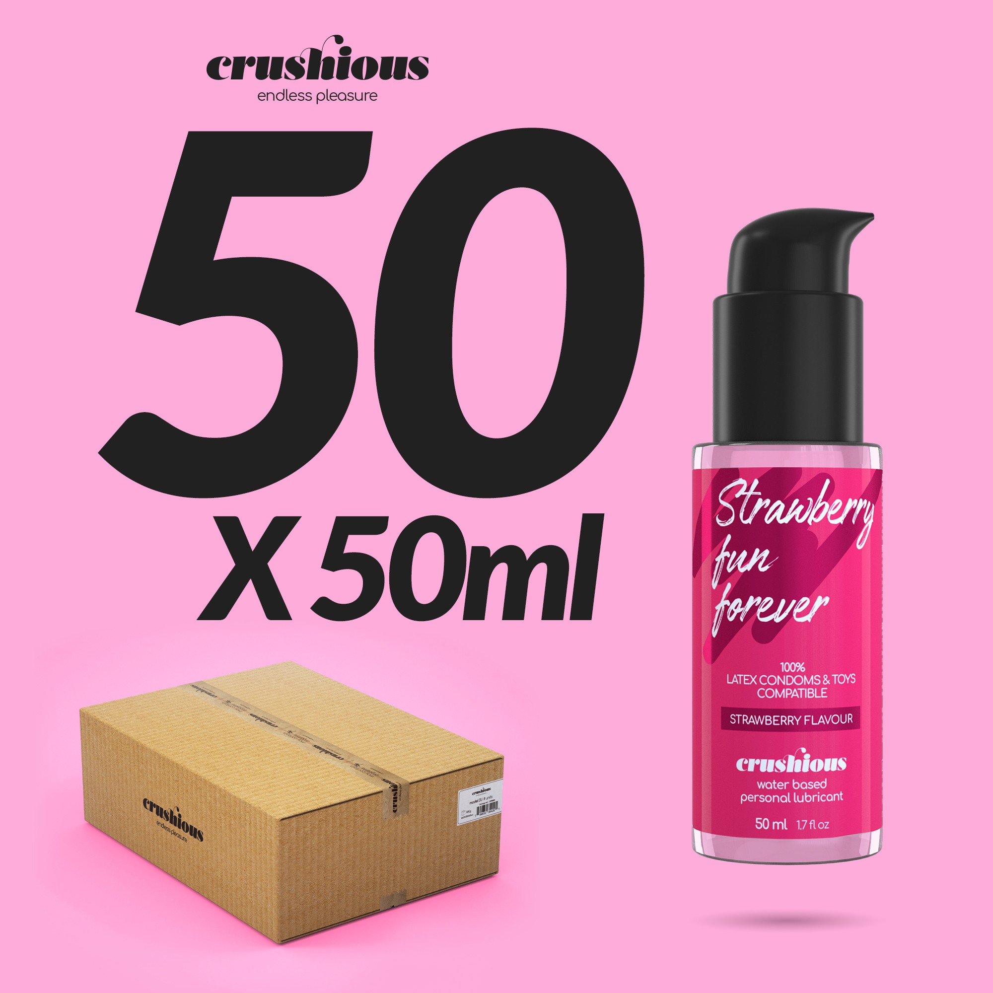 PACK DE 50 LUBRIFICANTES CRUSHIOUS SABOR A MORANGO 50 ML