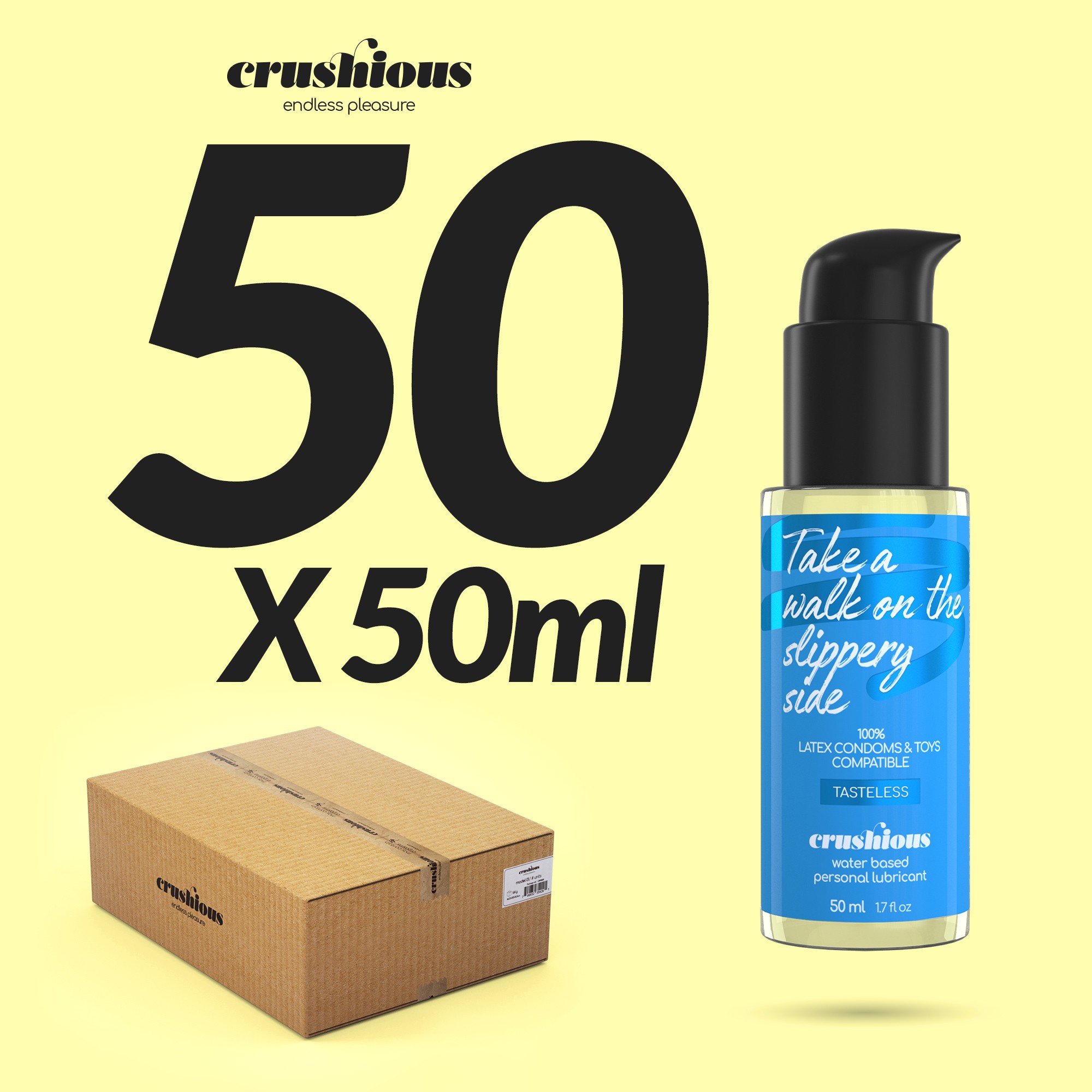 CONFEZIONE DA 50 LUBRIFICANTI SCHIACCIATI A BASE D&#039;ACQUA 50 ML