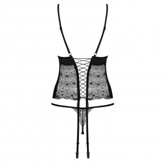 OBSESSIVE SHARLOTTE CORSET AND THONG BLACK