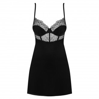 OBSESSIVE SHARLOTTE CHEMISE AND THONG BLACK