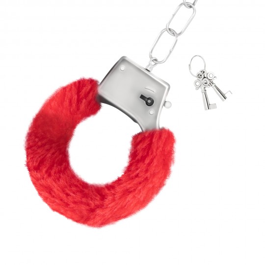 PACK OF 30 LOVE CUFFS FURRY HANDCUFFS CRUSHIOUS RED