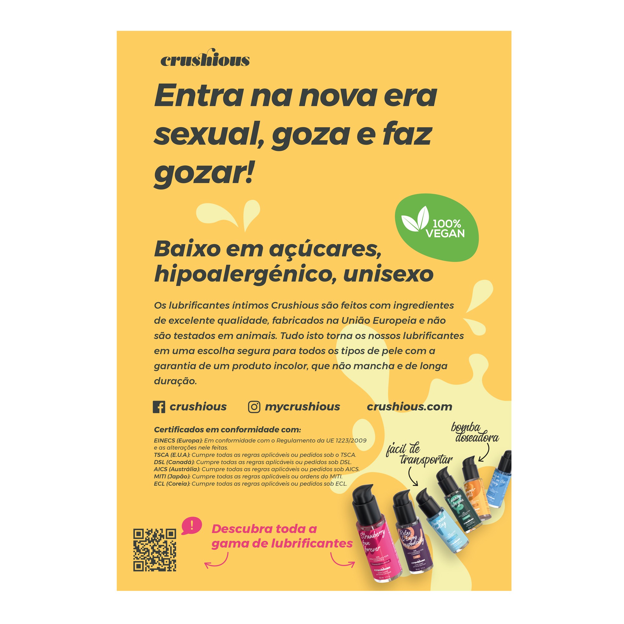 EXPOSITOR ROTATIVO CRUSHIOUS COM FLYER DE APRESENTAÇÃO LUBRIFICANTES EM PORTUGUÊS