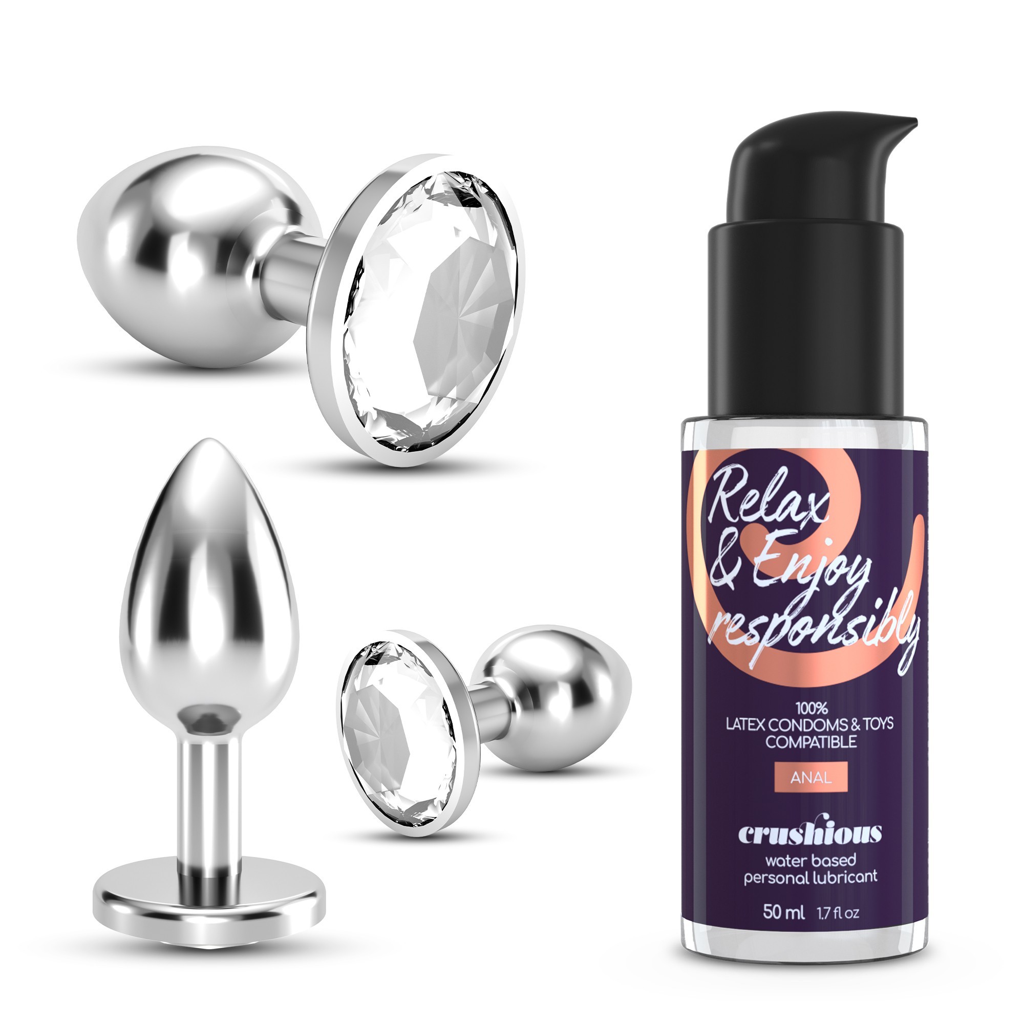 PACK DE 24 CRUSHIOUS BIJOU ANAL WET TRAIN TRIO TRANSPARENT