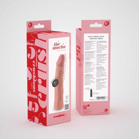 PACK DE 32 FUNDA DE PENE REALISTA CON EXTENSIÓN DE 2&quot; THE MACHO CRUSHIOUS