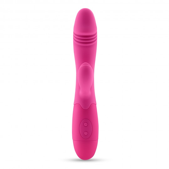 VIBRATORE RICARICABILE CON STIMOLATORE CLITORIDEO HOT PINK BLOSSOMS E LUBRIFICANTE A BASE D&#039;ACQUA INCLUSO CRUSHIOUS