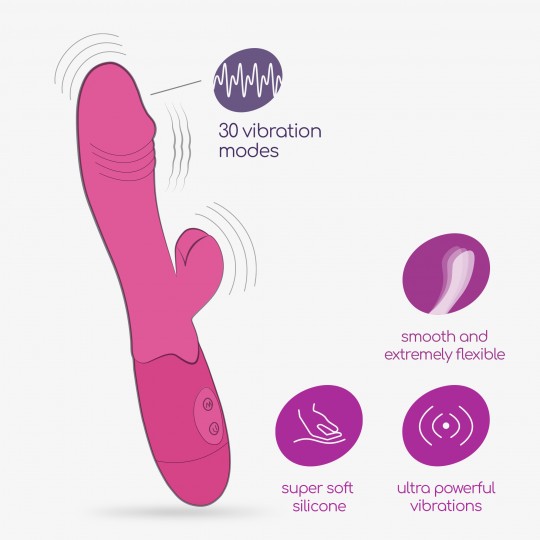 CRUSHIOUS BLOSSOMS RECHARGEABLE RABBIT VIBRATOR HOT PINK WITH WATERBASED LUBRICANT INCLUDED