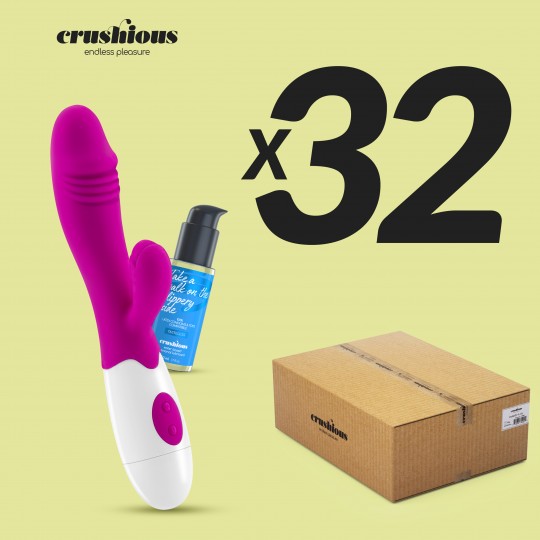 PACK DE 32 VIBRADOR COM ESTIMULADOR DE CLITÓRIS LOLLIPOP E LUBRIFICANTE À BASE DE ÁGUA INCLUÍDO CRUSHIOUS