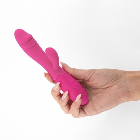 CRUSHIOUS BLOSSOMS RECHARGEABLE RABBIT VIBRATOR HOT PINK WITH WATERBASED LUBRICANT INCLUDED