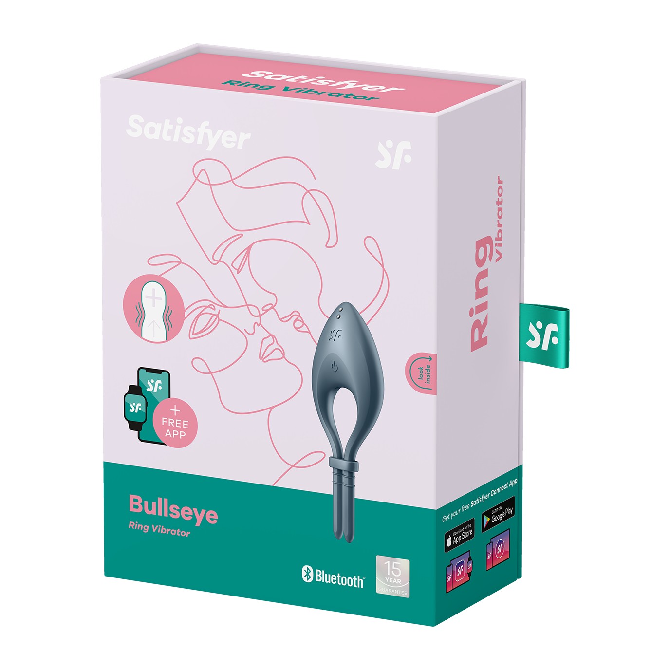 SATISFYER BULLSEYE VIBRATING RING WITH APP BLUE