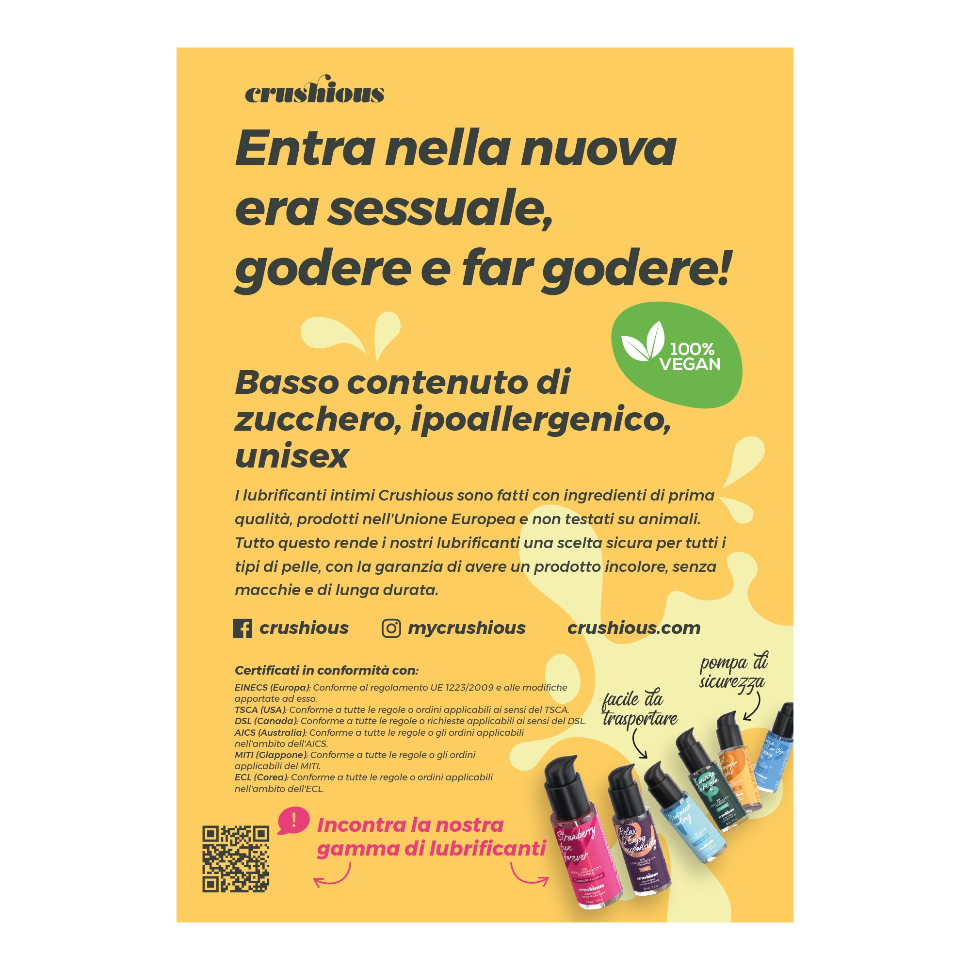 EXPOSITEUR ROTATIF CRUSHIOUS AVEC FLYER DE PRÉSENTATION LUBRIFIANTS ITALIEN