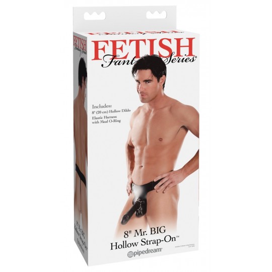 FETISH FANTASY SERIES 8&#039;&#039; MR. BIG HOLLOW STRAP-ON BLACK