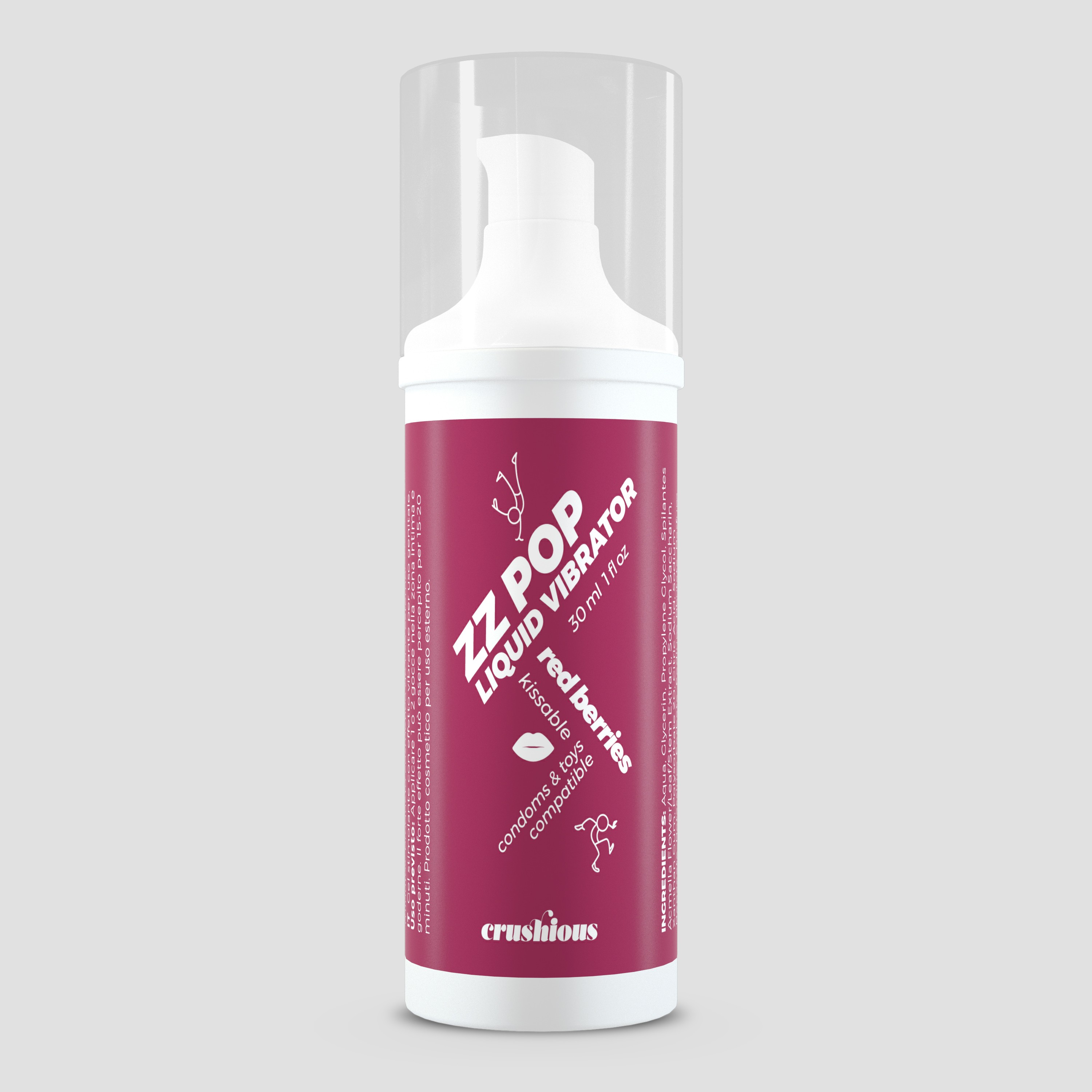 VIBRATORE LIQUIDO ZZ POP AROMATIZZATO ALLA FRUTTO ROSSO 30ML CRUSHIOUS